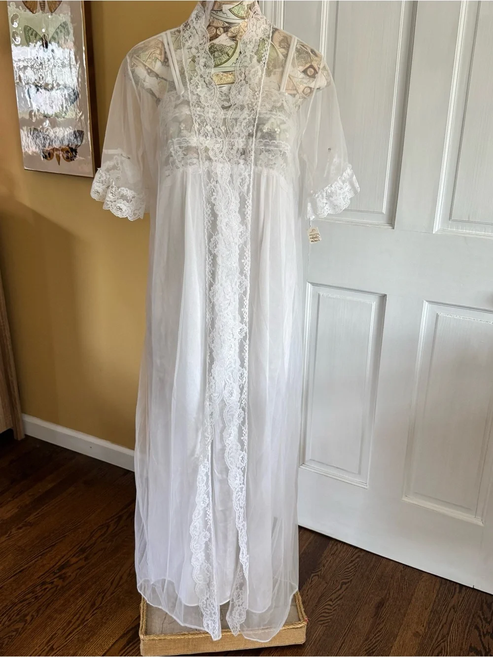 Tamara Lynn Vintage Union Made White Lace Peignoir Nightie Slip Set L - NWT - Picture 3 of 14